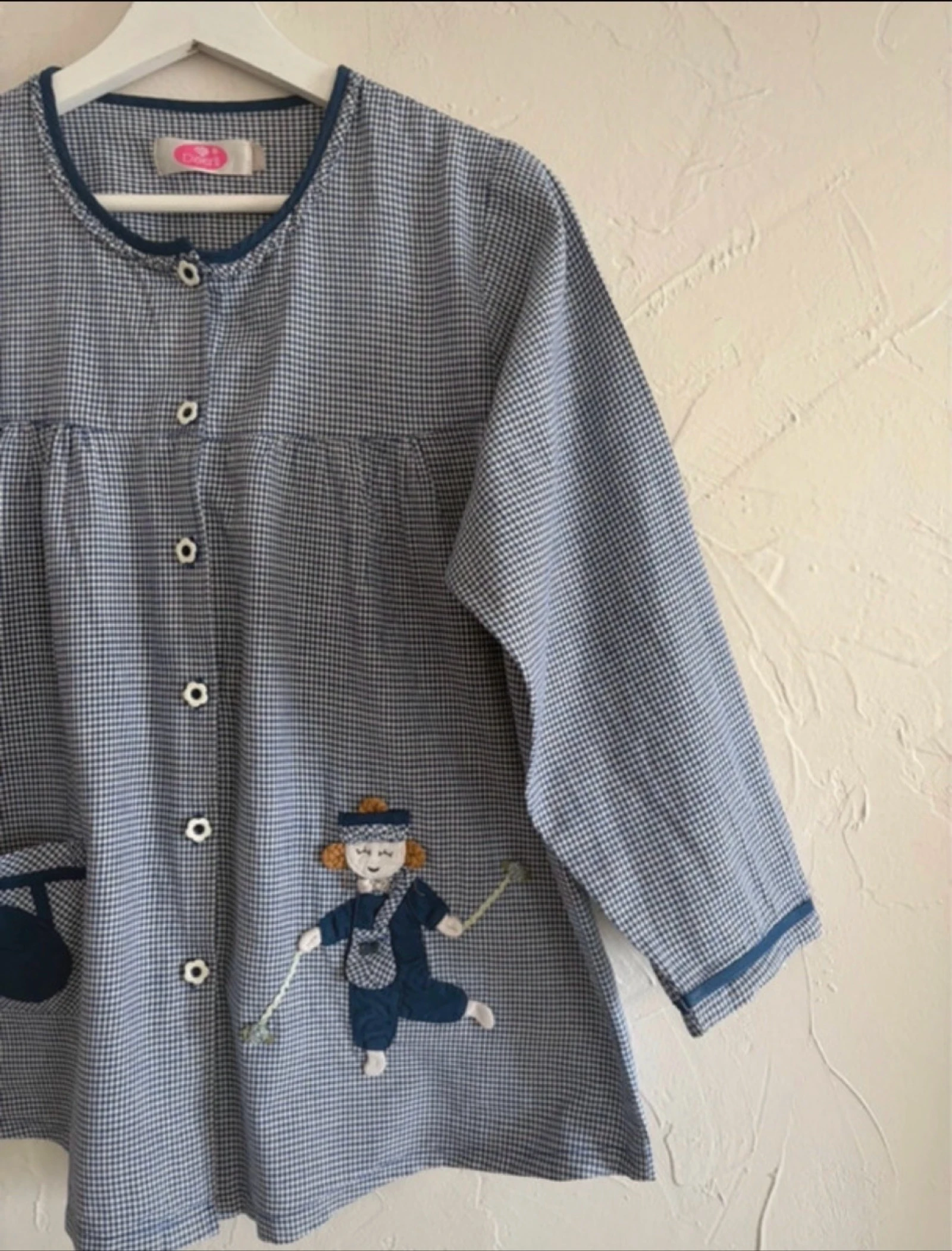 Vintage geruite blouse met borduursel maat 34 – photo 3